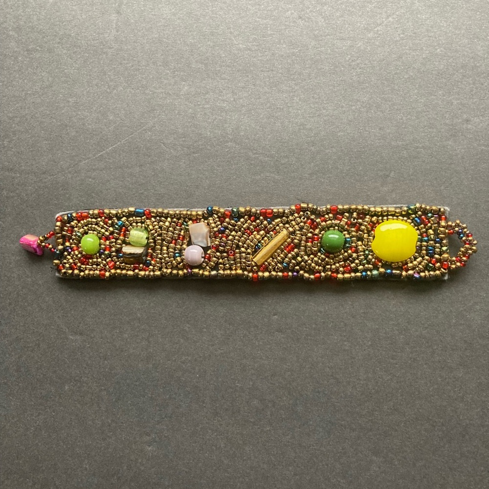 🔥4 for $ 20.00 🔥Handcrafted Beaded Multicolor Statement Bracelet with Yellow